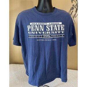 Vintage 1996 QB Legends Penn State Graphic  Faded Blue 2 Sided Shirt Size XL